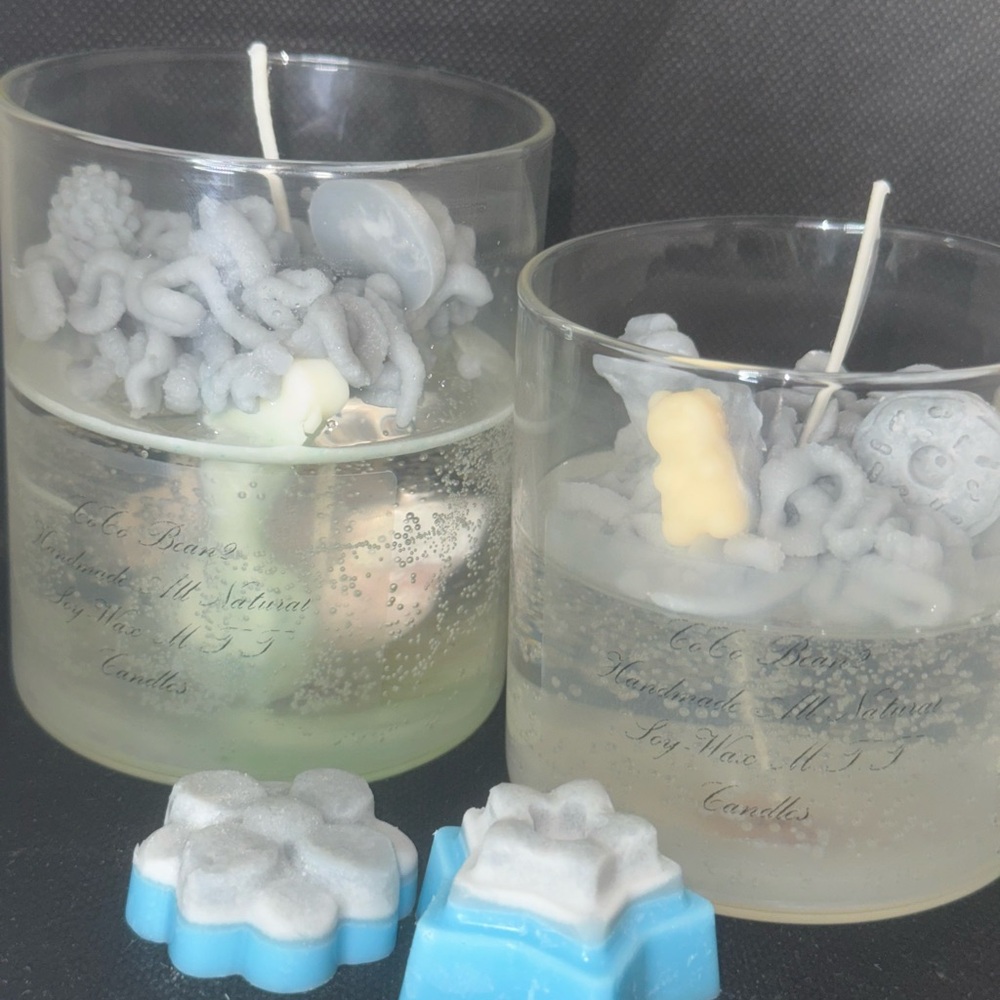 Unique Decorative Candles with Gray and Blue Accents